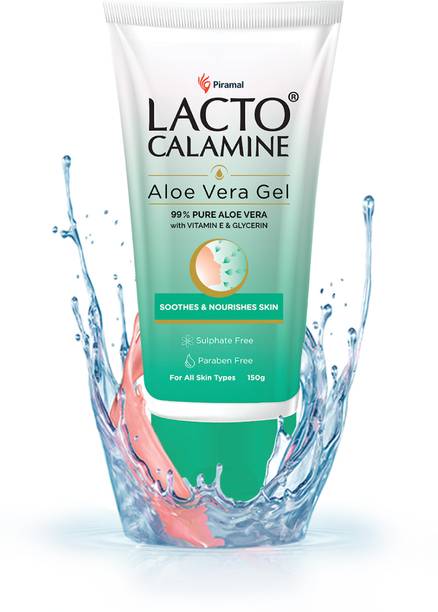 Lacto Calamine Aloe Vera Gel 99% Pure Natural, Vitamin E & Glycerin Non-Sticky Hydration