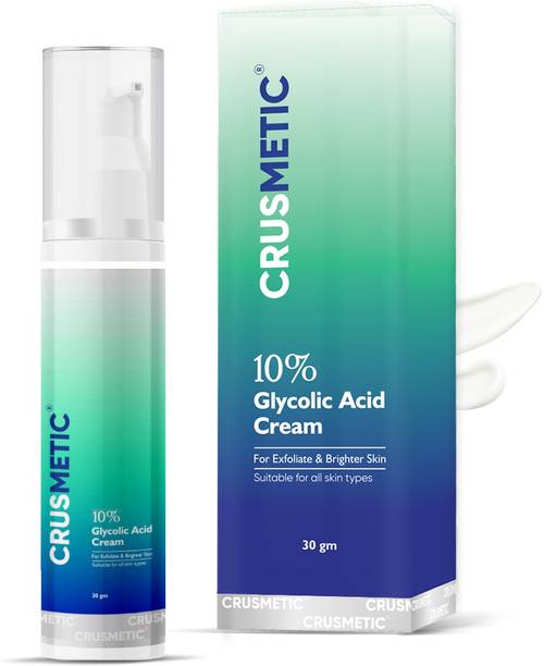 CRUSMETIC Glycolic Acid 10% Cream for Skin Exfoliating & Brightening | Removes Dark Spots