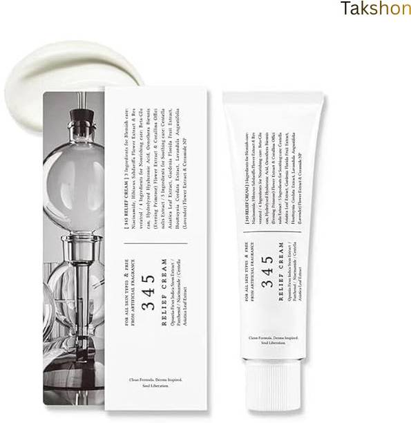 TAKSHON 345 Relief Cream Korean Vegan Moisturizer for Redness & Irritation Care