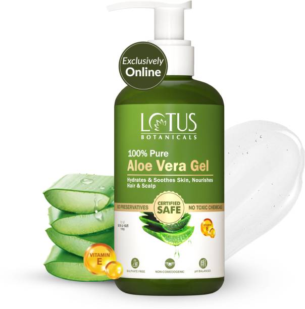 Lotus Botanicals 100% Pure Aloe Vera Gel with Vitamin E | Soothing Gel for Skin and Hair