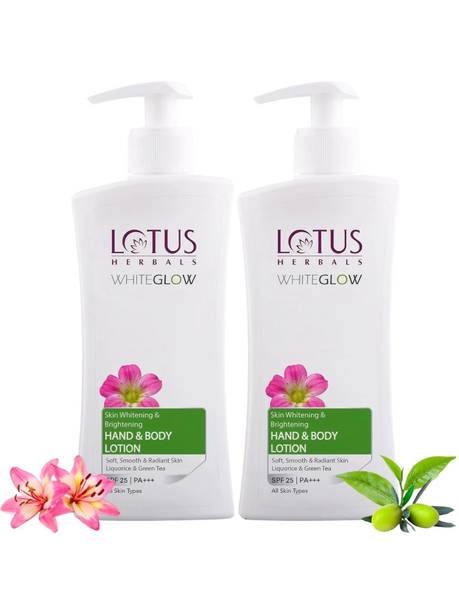 LOTUS HERBALS Skin Whitening& Brightening Hand&Body Lotion SPF-25|PA++++
