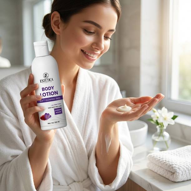 Estetica Cosmetics Doodh Kesar Soft Skin Body Lotion with Lightweight Non Greasy Formula