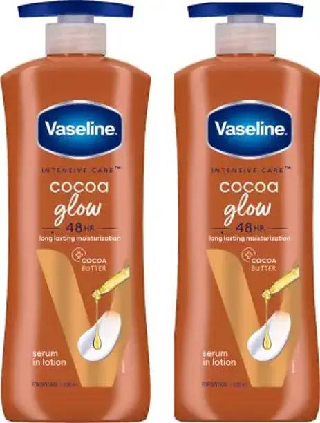 Vaseline Cocoa Glow Serum Lotion | 100% Pure for Glowing & Soft Skin (Pack of 2) (400 ml)
