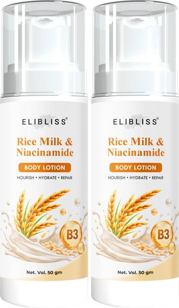 ELIBLISS Rice Milk Body Lotion with Niacinamide Vitamin B3, Hydrating Moisturizer