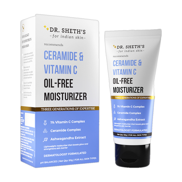 Dr. Sheth’s Ceramide & Vitamin C Oil-free Moisturizer | Light Face Cream to Hydrate Skin 50g