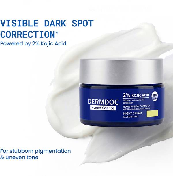 DermDoc 2% Kojic Acid Night Cream with Niacinamide & Alpha Arbutin | Skin Brightening
