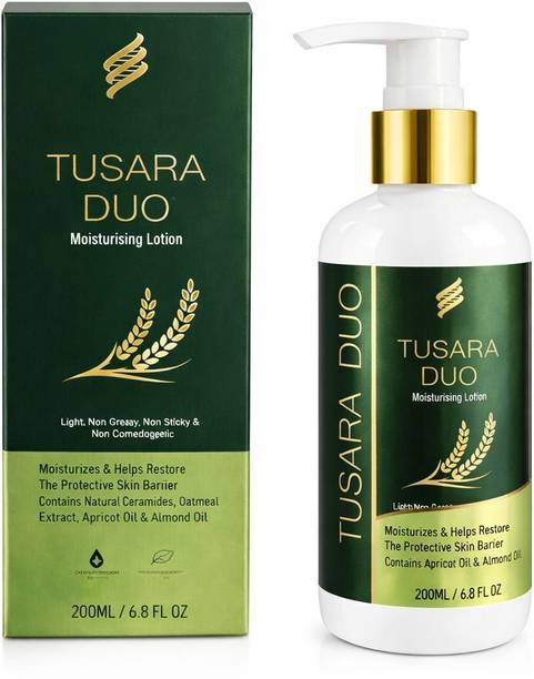 TUSARA DUO Moisturizer lotion contains natural ceremide, oatmeal extract, apricot oil