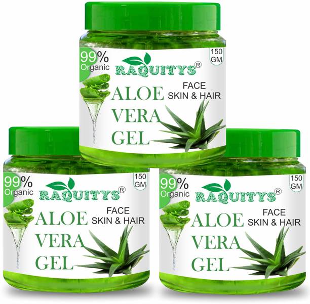 RAQUITYS Aloe Vera Gel For Skin Acne, Scars, Dark spots Face & Hair Care(150g) pack3