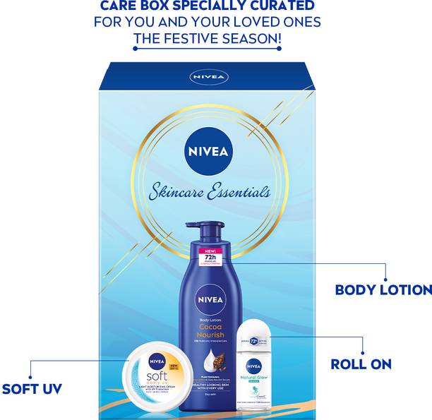 NIVEA Combo with Moisturizer Body Lotion, Soft Face Cream with SPF, Deo Roll for Women
