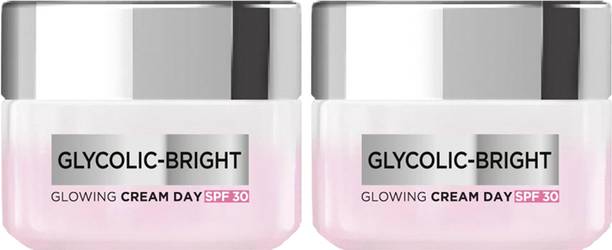 L'Oréal Paris Glycolic Bright Day Cream with SPF 30, Brightens Dark Spots, 15ml, Pack of 2