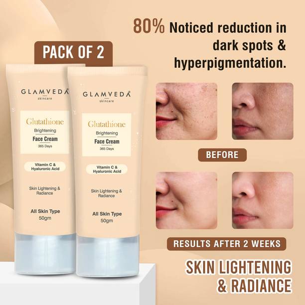GLAMVEDA Glutathione Brightening Reduce Dark Spots Face Cream ( Pack Of 2)