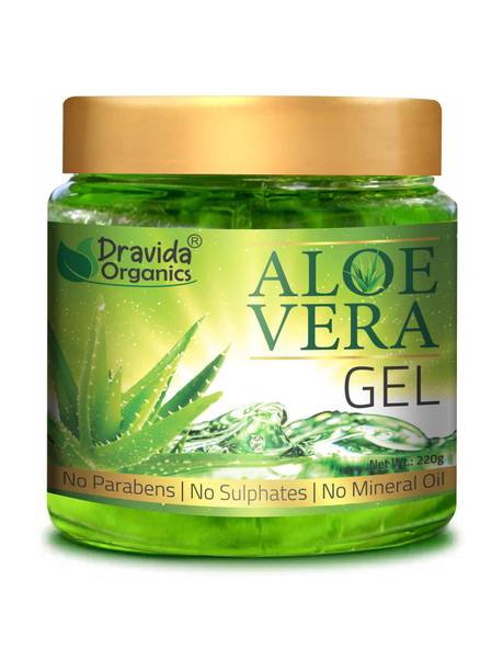 Dravida Organics Pure Aloe Vera Gel (220 Gram ) - Ideal for Skin Care, Face, Acne , Hair Treatment