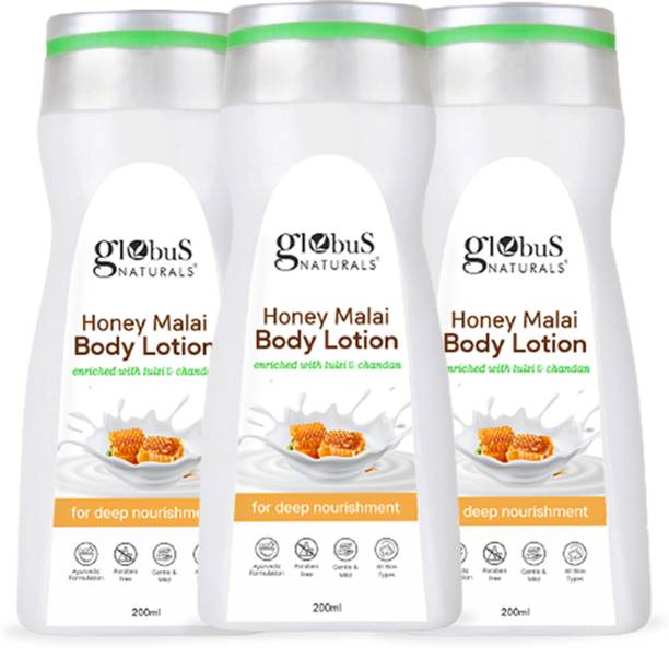 Globus Naturals Honey Malai Body lotion, Enriched with Tulsi and Chandan, For Deep Nourishment