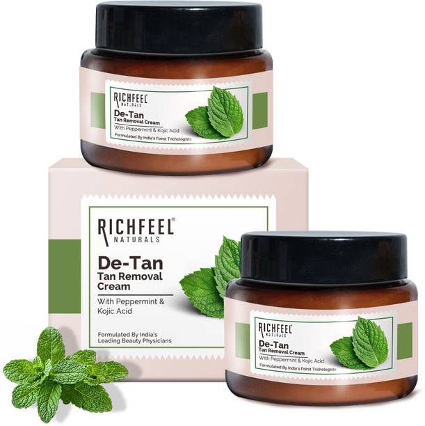 RICHFEEL De-tan Cream|Tan Removal|Peppermint, Honey & Cucumber |100 g(Pack of 2)