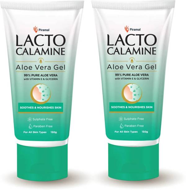 Lacto Calamine Aloe Vera Gel 99% Pure Natural,Vitamin E&Glycerin Non-Sticky Hydration Pack of 2
