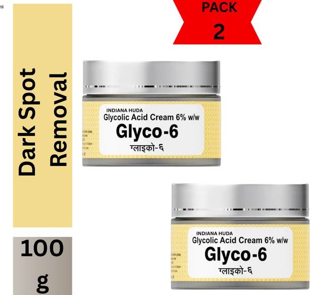 INDIANA HUDA Glycolic 6 Cream 100g Pack of 2 | Brightening AHA Peel for Glow