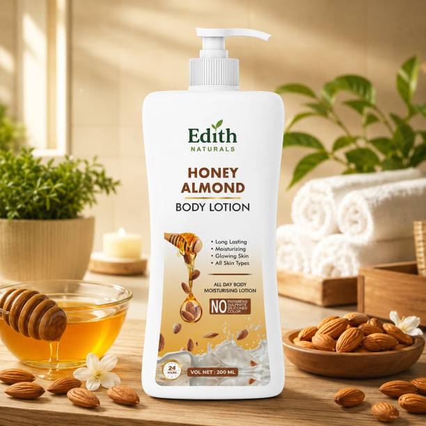 EDITH NATURALS Honey Almond Body Lotion-Moisturizing Cream for Dry Skin- Long Lasting Hydration