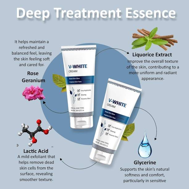 DWONO V-White Moisturizing Face & Body Cream for Glowing Skin 100g Lubricant