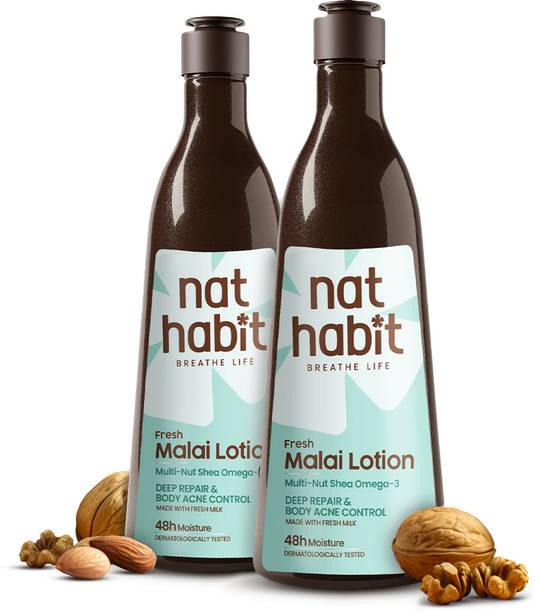 Nat Habit Malai Body Lotion Moisturizer Multi-Nut Shea Omega 3 For Hydration| Body Acne