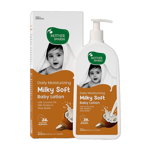 Mother Sparsh Milky Soft Baby Lotion with Milk Protein, Coconut Oil & Shea Butter