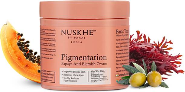 Nuskhe By Paras Ayurvedic Pigmentation Papaya Anti Blemish Cream for Visibly Reduces Pigmentation, Patchy Skin and Dark Circle Treatment - Unisex -100 Gram