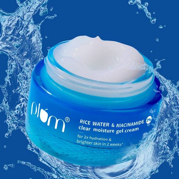 Plum 2% Niacinamide & Rice Water Gel Cream Moisturizer | Brightens skin | Oil-free