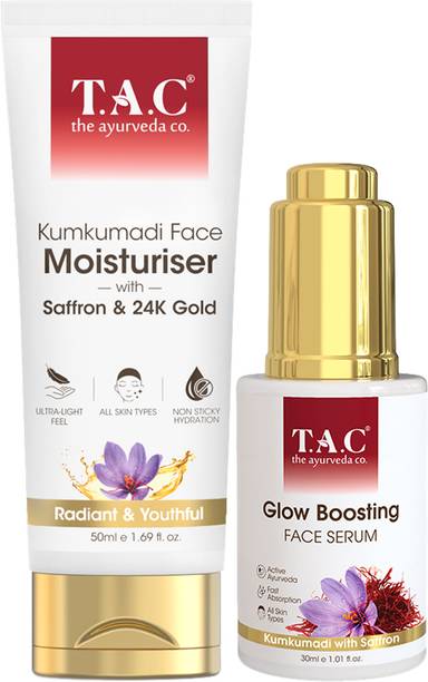 TAC - The Ayurveda Co. Kumkumadi Face Moisturiser with Glow Boosting Serum Combo Pack