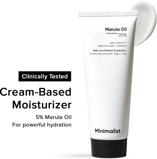मिनिमलिस्ट 5% Marula Oil Face Moisturizer with Hyaluronic Acid & Vitamin E for Dry Skin