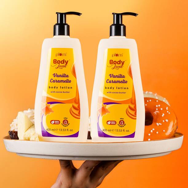Plum Vanilla Caramello Body Lotion with Cocoa Butter | Deep Moisturization(400ml x 2)