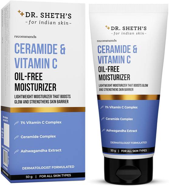 Dr. Sheth’s Ceramide & Vitamin C Oil-free Moisturizer | Light Face Cream to Hydrate Skin 50g