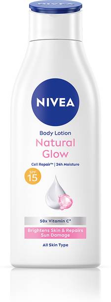 NIVEA Natural Glow, Cell Repair - Brightens Skin, SPF 15 & 50x Vitamin C Body Lotion