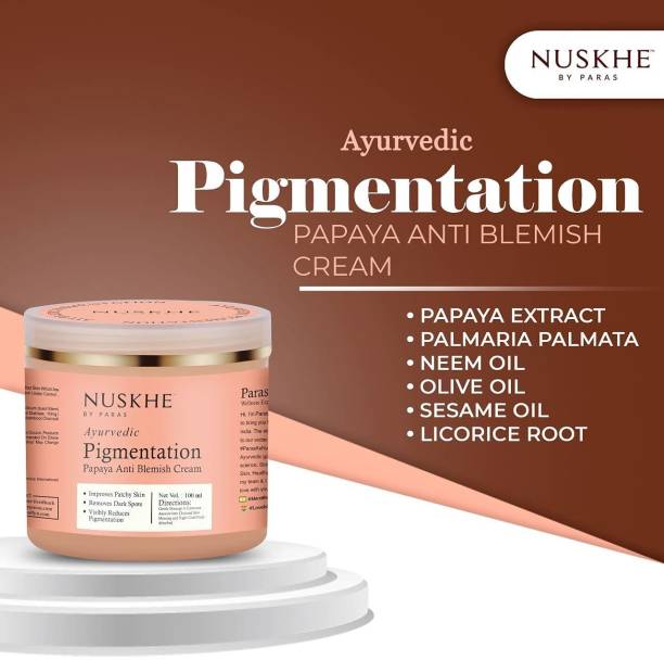 Nuskhe By Paras Ayurvedic Pigmentation Papaya Anti Blemish Cream for Visibly Reduces Pigmentation, Patchy Skin and Dark Circle Treatment - Unisex -100 Gram