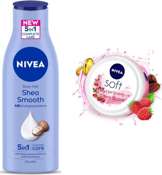 NIVEA Smooth milk 200ml & Berry Creme 100ml Combo