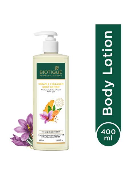 BIOTIQUE Ubtan & Collagen Brightening Body Lotion | Brightening & Glow |24H Deep Moisture