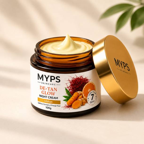 MYPS De-Tan Glow Night Cream 50g with Ubtan, Saffron & Turmeric (50 g)