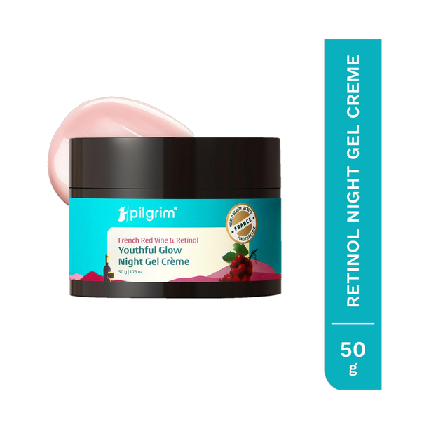 Pilgrim Anti Ageing Red Vine Night Creme Gel For Glowing Skin, Skin Repair, Dry, Oily, Sensitive Skin, Men & Women, 50g