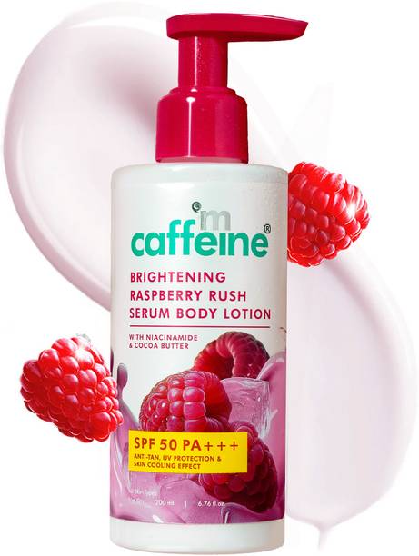mकैफीन Brightening Raspberry Rush Sunscreen Body Lotion SPF50 PA+++ UV Protection