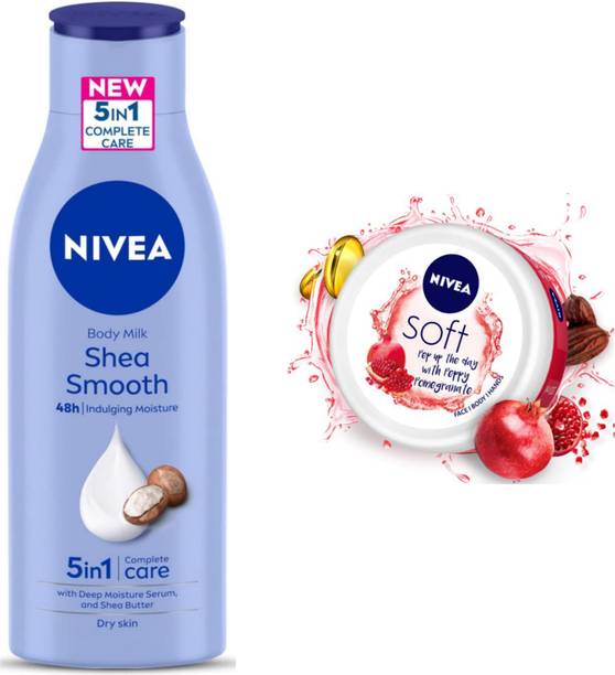 NIVEA Smooth milk 200ml & Pomegranate Creme 100ml Combo
