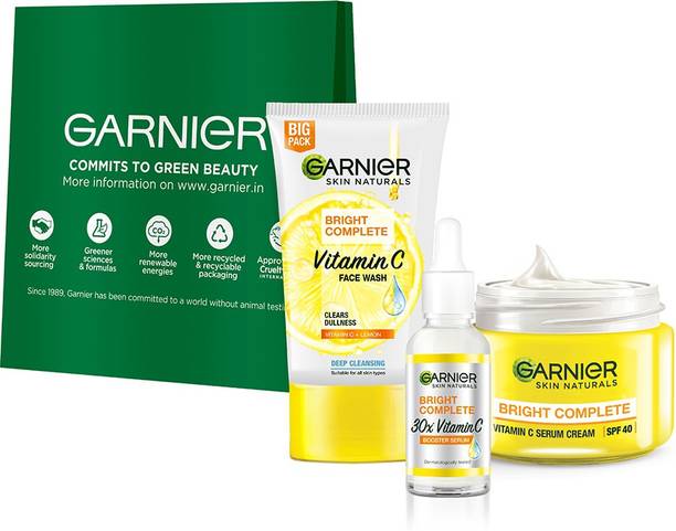 GARNIER Vitamin C Regime Pack (Facewash 150g + Serum 30 ml + SPF 40, 45g)