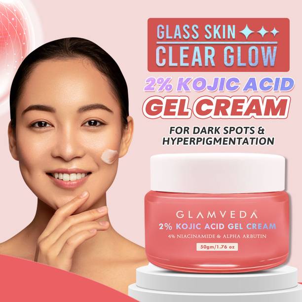 GLAMVEDA 2% Kojic Acid Gel Cream - Niacinamide | Reduces Dark Spots & Pigmentation