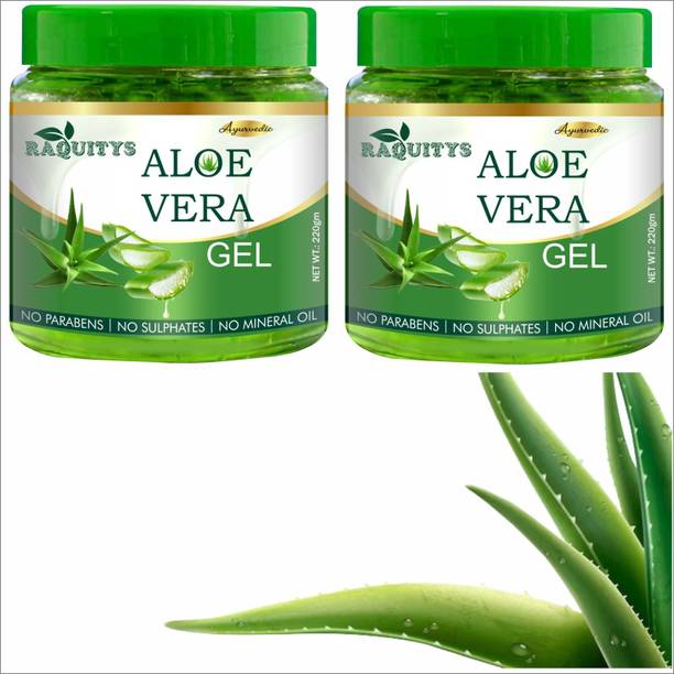 RAQUITYS 100% Pure Aloe Vera Gel for Beautiful Face, Skin & Hair (220GM) SET2
