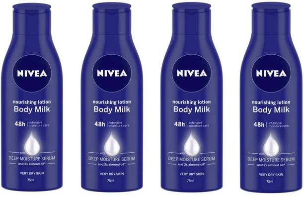 NIVEA Body Milk Body Lotion 75ML (Pack Of 4)