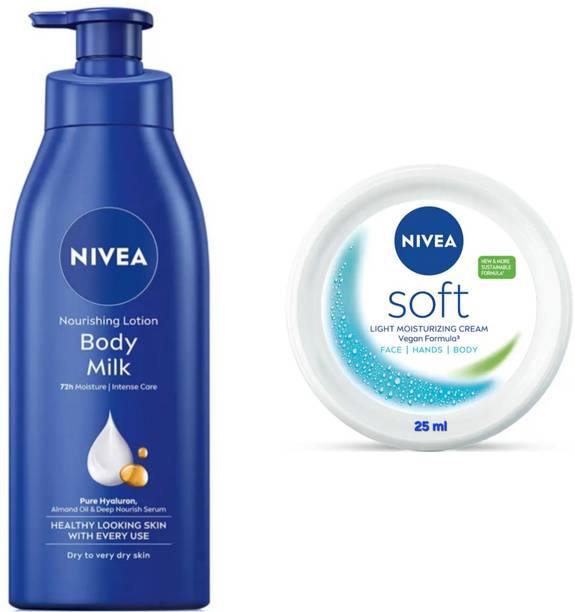 NIVEA BODY MILK BODY LOTION 400 ML & SOFT CREAM 25 ML