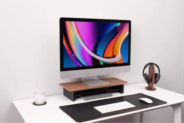carpentray 50cm Long Dual Shelf Monitor Stand Riser Sheesham Wood Desk Mount Monitor Arm