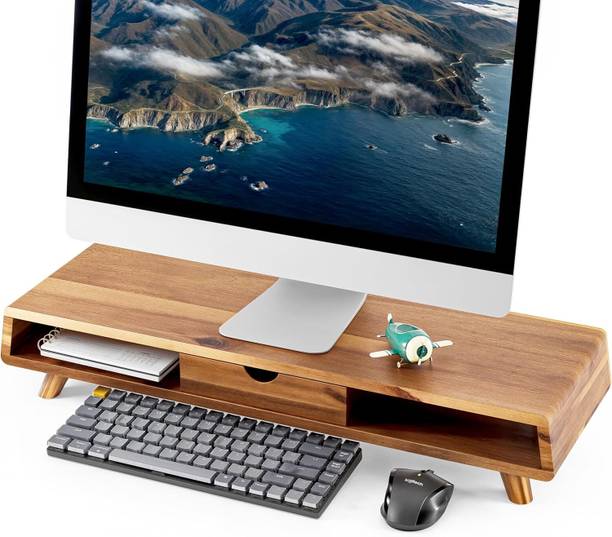 carpentray Wood Monitor Stand with Drawer - Wooden Monitor Riser for Desk Desk Mount Monitor Arm