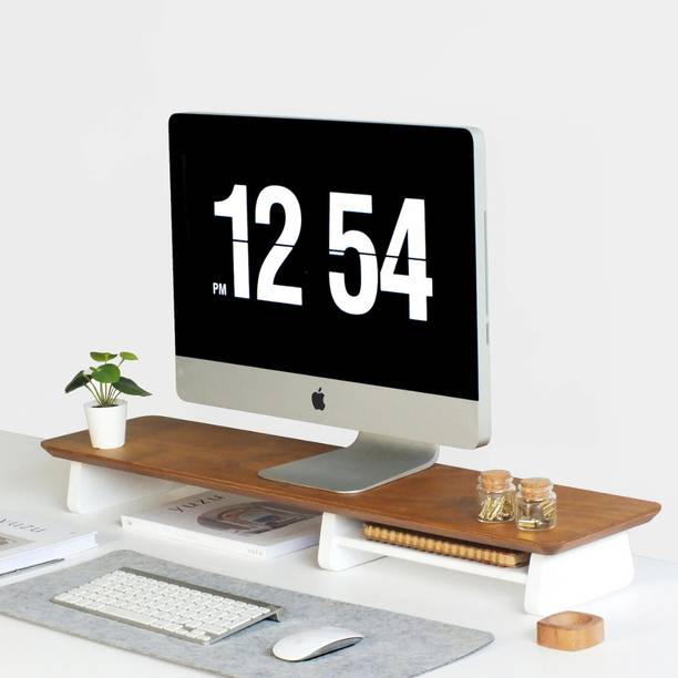carpentray 80cm Long Monitor Stand Riser Sheesham Wood Desk Mount Monitor Arm
