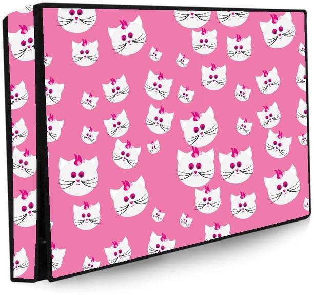 Wacky 32 Inch Led TV Cover Waterproof with Transparent Polyethene Layer for 32 inch Thomson, KODAK, Sony, Samsang, Mi Led TV Cover  - Led-32-K-Pink-Cat