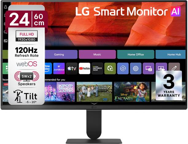 LG Smart AI 59.99 cm (24 inches) Full HD IPS Panel Monitor (24U511SB-B)