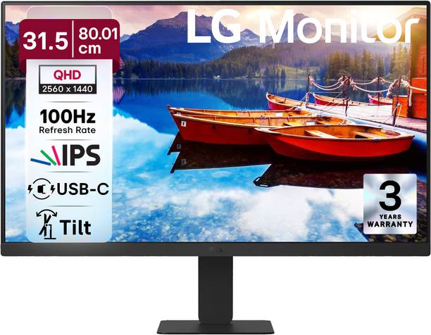 LG QHD Series 80.01 cm (32 inch) Quad HD IPS Panel with sRGB 99% (Typ.), HDR10, USB-C with PD 15W, HDMI, Head Phone Out, Reader Mode, Flicker Safe, 3-Sided Virtually Borderless Monitor (32U631A-BD.CTRDMR)