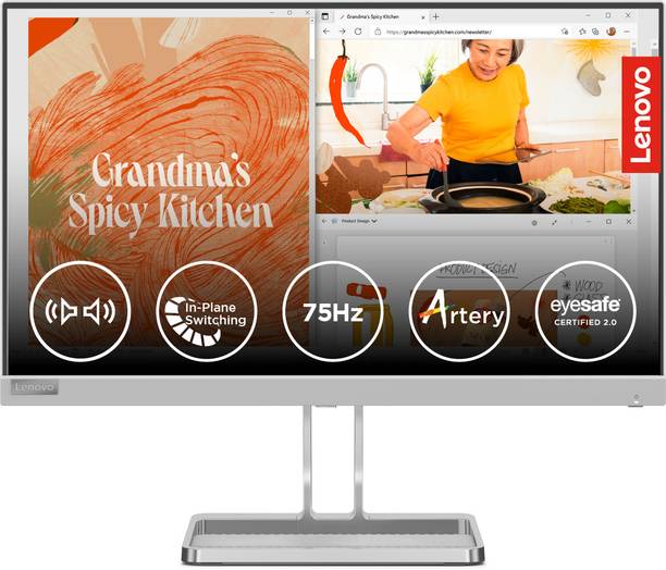 Lenovo L-Series 55.88 cm (22 inch) Full HD LED Backlit IPS Panel with 99% sRGB, HDMI 1.4, VGA, 2X3W Speakers,Tilt Stand, for Home & Office use, Ultraslim Monitor (L22i-40)
